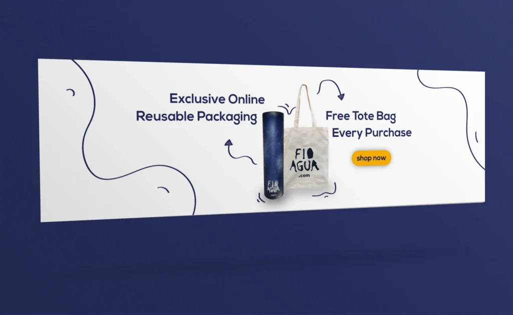 User Interface para o site utilizando elementos da Identidade Visual para criar o banner com call to action de seção do site